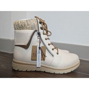 Cliffs by White‎ Mountain Women 10W Hope Fabric Sweater Lace Up Boots Wide